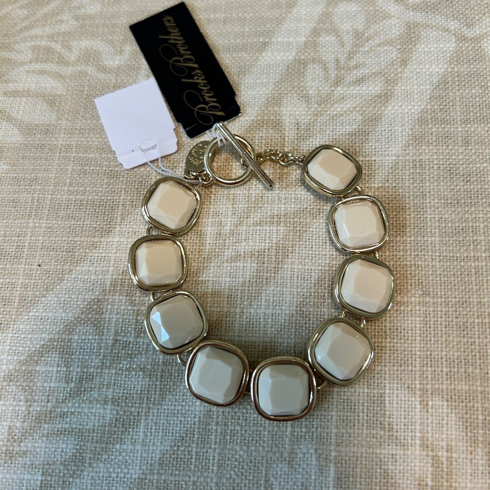 Brooks Brothers Gold cream ivory braclet NWT